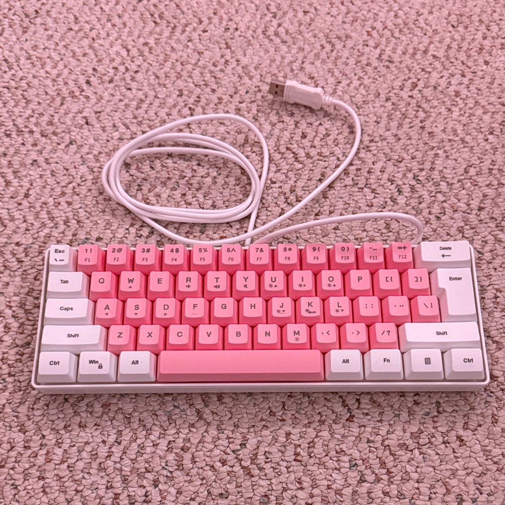 Stylish Pink and White Gaming Keyboard